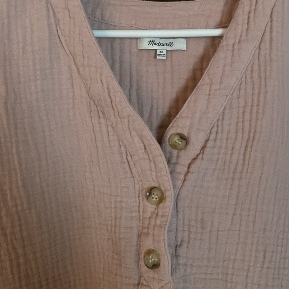 Madewell Pink Waffle Knit Button Shirt - Picture 2 of 3